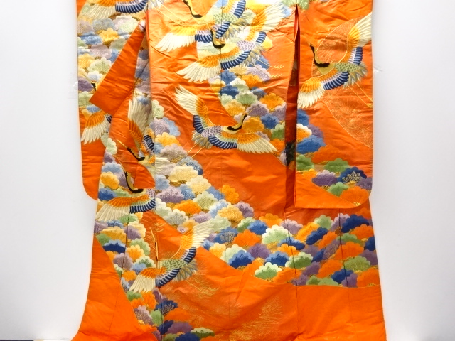 JAPANESE KIMONO / IRO UCHIKAKE FOR BRIDES / SILK / EMBROIDERY / PINE & CRANES